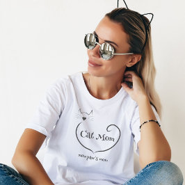 Kattenmoeder Liefde Vorm en Grijs Eenvoudig Schrif T-shirt