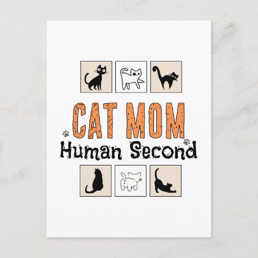 Kattenmoeder Mens Tweede Grappige Kattenmoeder Ide Briefkaart (Voorkant)