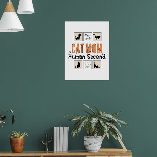 Kattenmoeder Mens Tweede Grappige Kattenmoeder Ide Poster (Woonkamer 1)