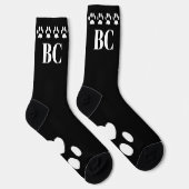 Kattenmoeder Monogram Zwarte en Witte Pootafdruk S Sokken (Rechts)