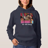 Kattenmoeder Navy Blauwe Witte Familie Aangepaste Hoodie (Voorkant)