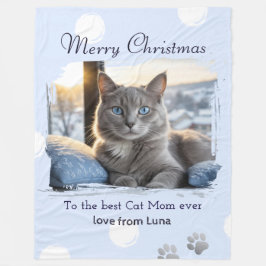 Kattenmoeder Persoonlijke huisdier foto Kerstmis Fleece Deken