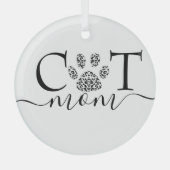 Kattenmoeder pootafdruk glas ornament (Voorkant)