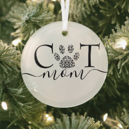 Kattenmoeder pootafdruk glas ornament