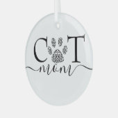 Kattenmoeder pootafdruk glas ornament (Voorkant links)