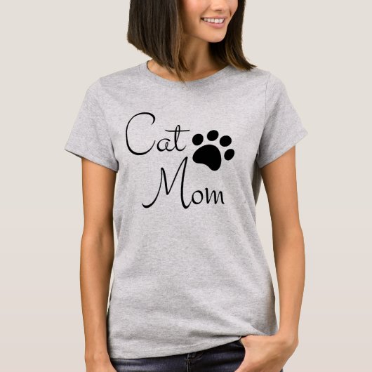 Kattenmoeder Pootafdruk Motto T-shirt (Voorkant)