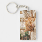 Kattenmoeder. Schattige tabbykat.  Sleutelhanger (Voorkant)