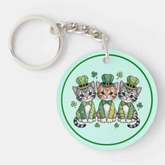 Kattenmoeder St. Patricks Day Design-47474 Hoodie Sleutelhanger (Voorkant)