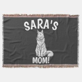 Kattenmoeder T-shirt, Personaliseer, Maine Coon, P Deken