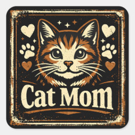 Kattenmoeder – Trots Kat-moederliefde Vierkante Sticker