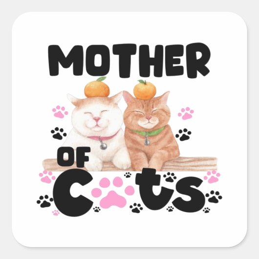 Kattenmoeder Vierkante Sticker (Voorkant)