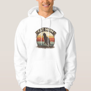 Kattenmoeder Vintage Retro Zonsondergang Design Hoodie