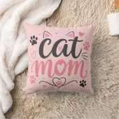 Kattenmoeder Worpkussen - Roze Pootafdrukken en Ha Kussen (Deken)