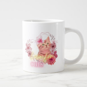 Kattenmok – Cute Florale Kitten Koffiekop  Grote Koffiekop