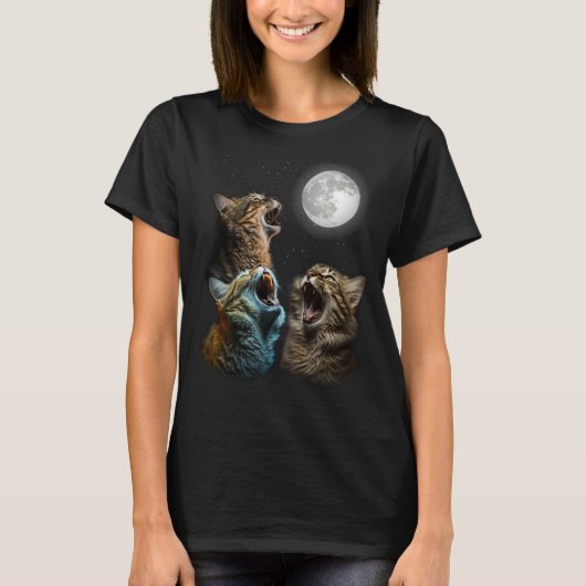 Kattenmoon drie katten die bij muonkatten worden g t-shirt (Voorkant)