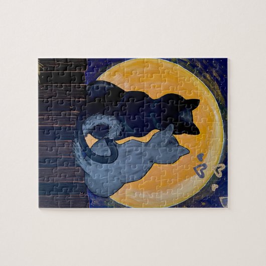 Kattenmoonlicht Legpuzzel (Horizontaal)