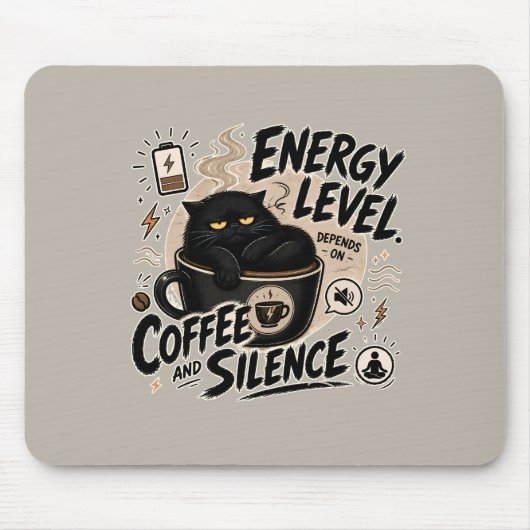 Kattenmuismat met 'Coffee Powered' tekst Muismat (Voorkant)