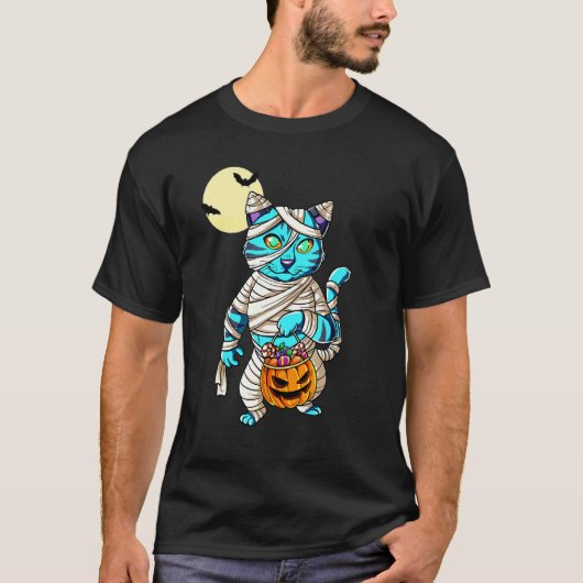 Kattenmummie Halloween T-shirt (Voorkant)
