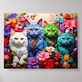 Kattenmuurdecoratie voor kattenliefhebbers poster
