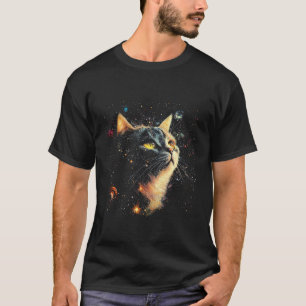 Kattenmysticus Vrouwelijk in Kosmische Ruimte T-shirt