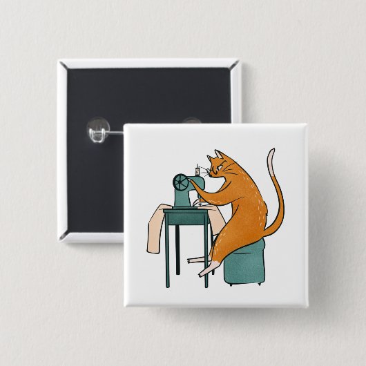  kattennaai vierkante button 5,1 cm (Voorkant /achterkant)