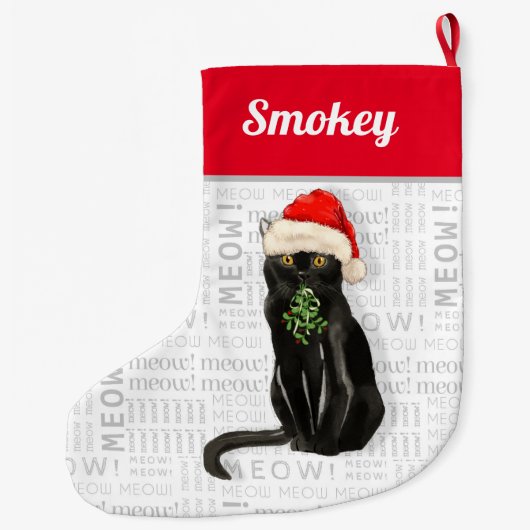 Kattennaam Zwarte Bombay Kat Kerstmis Grote Kerstsok (Achterkant)