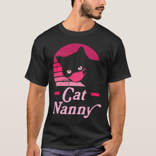 kattennanny 80s, stijlkat met klep, versteld W T-shirt (Voorkant)