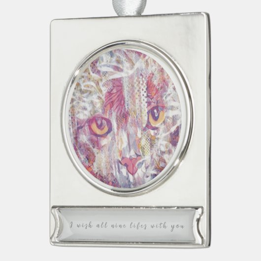 Kattenogen-abstract Verzilverd Banner Ornament (Links)