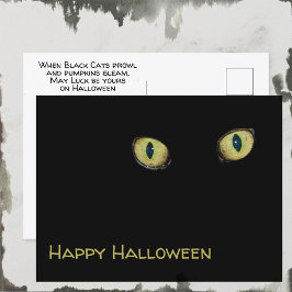 Kattenogen Gelukkig Halloween Zwart Feestdagenkaart