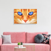 Kattenogen gezicht Tijger makreel rode Kat Canvas Afdruk (Insitu (Woonkamer))