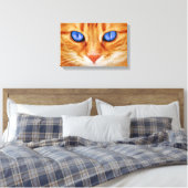 Kattenogen gezicht Tijger makreel rode Kat Canvas Afdruk (Insitu (Slaapkamer))