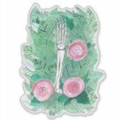 Kattenonderarm In Een Veld Van Rozen Sticker (Voorkant)