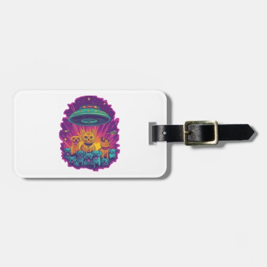 Kattenontvoeringsteam � Grappige Alien Kitty Sci-F Bagagelabel (Voorkant horizontaal)