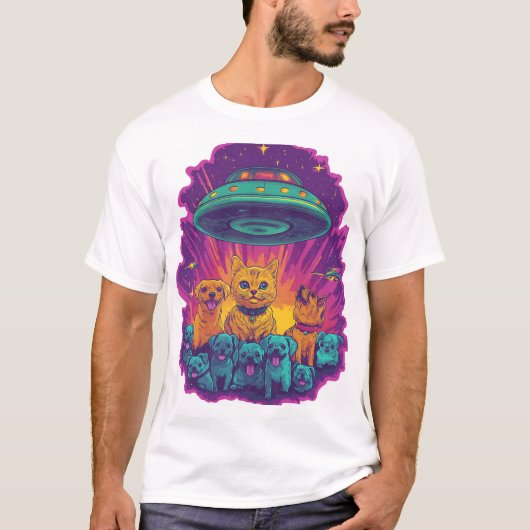 Kattenontvoeringsteam  Grappige Alien Kitty Sci-Fi T-shirt (Voorkant)