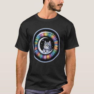 Kattenoog Halvemaan Kosmische Regenboog Ruimte Kit T-shirt