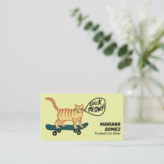 Kattenoppas Schattige Check Meowt Kittens Katten V Visitekaartje (Staand voorkant)