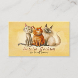 Kattenoppas - Schattige Watercolor Katten Visitekaartje