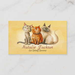 Kattenoppas - Schattige Watercolor Katten Visitekaartje