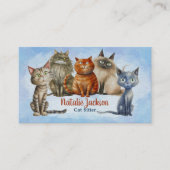 Kattenoppasser - Schattige Watercolor Katten Visitekaartje (Voorkant)
