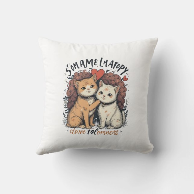 Kattenpaar houdt van Schattige romantisch Kat Home Kussen (Achterkant)