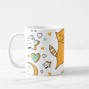  kattenpaar: naadloze iconen. koffiemok