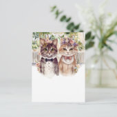 Kattenpaar waterverf briefkaart (Staand voorkant)