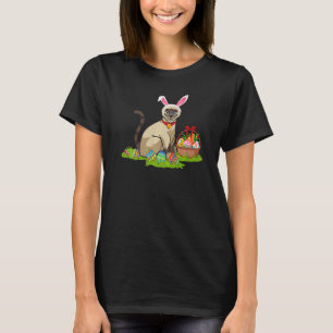 Kattenpaasjacht Bunny Siamese kat Pasen T-shirt