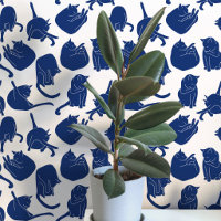Kattenpatroon blauw en wit