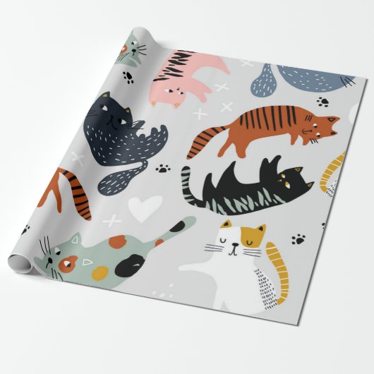Kattenpatroon Cadeaupapier (Uitgerold)