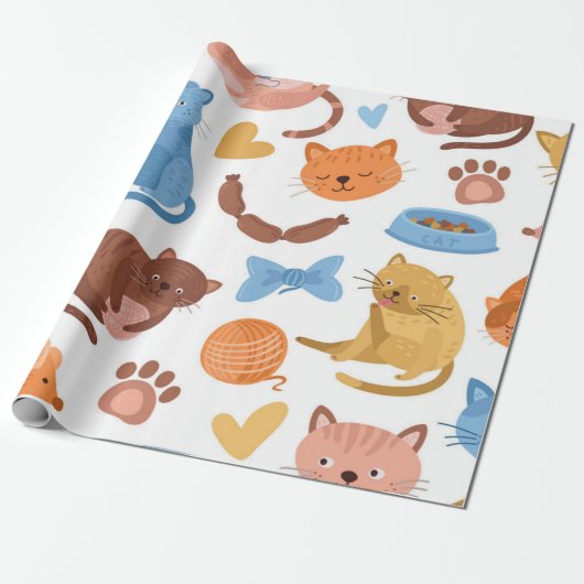 Kattenpatroon Cadeaupapier (Uitgerold)