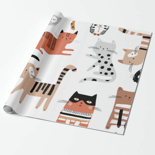 Kattenpatroon Cadeaupapier (Uitgerold)