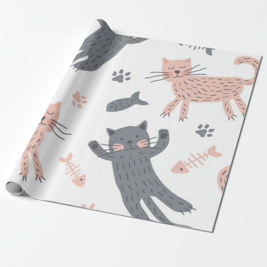 Kattenpatroon Cadeaupapier (Uitgerold)