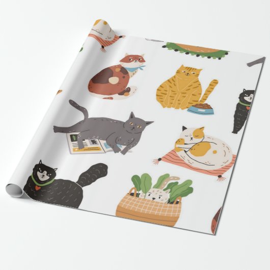 Kattenpatroon Cadeaupapier (Uitgerold)