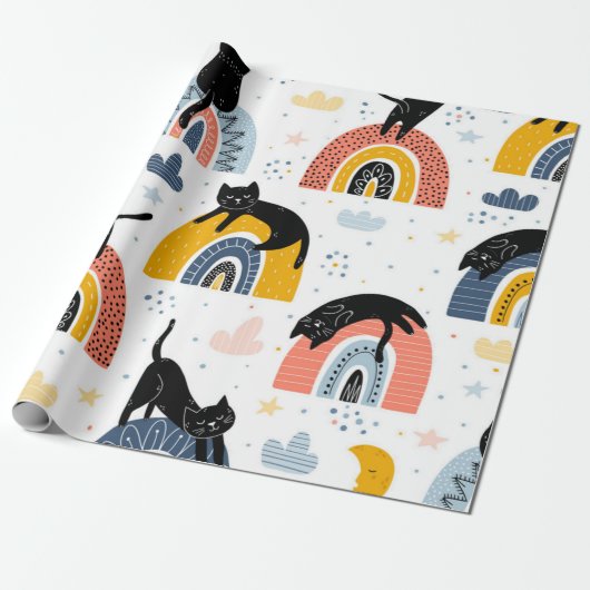 Kattenpatroon Cadeaupapier (Uitgerold)
